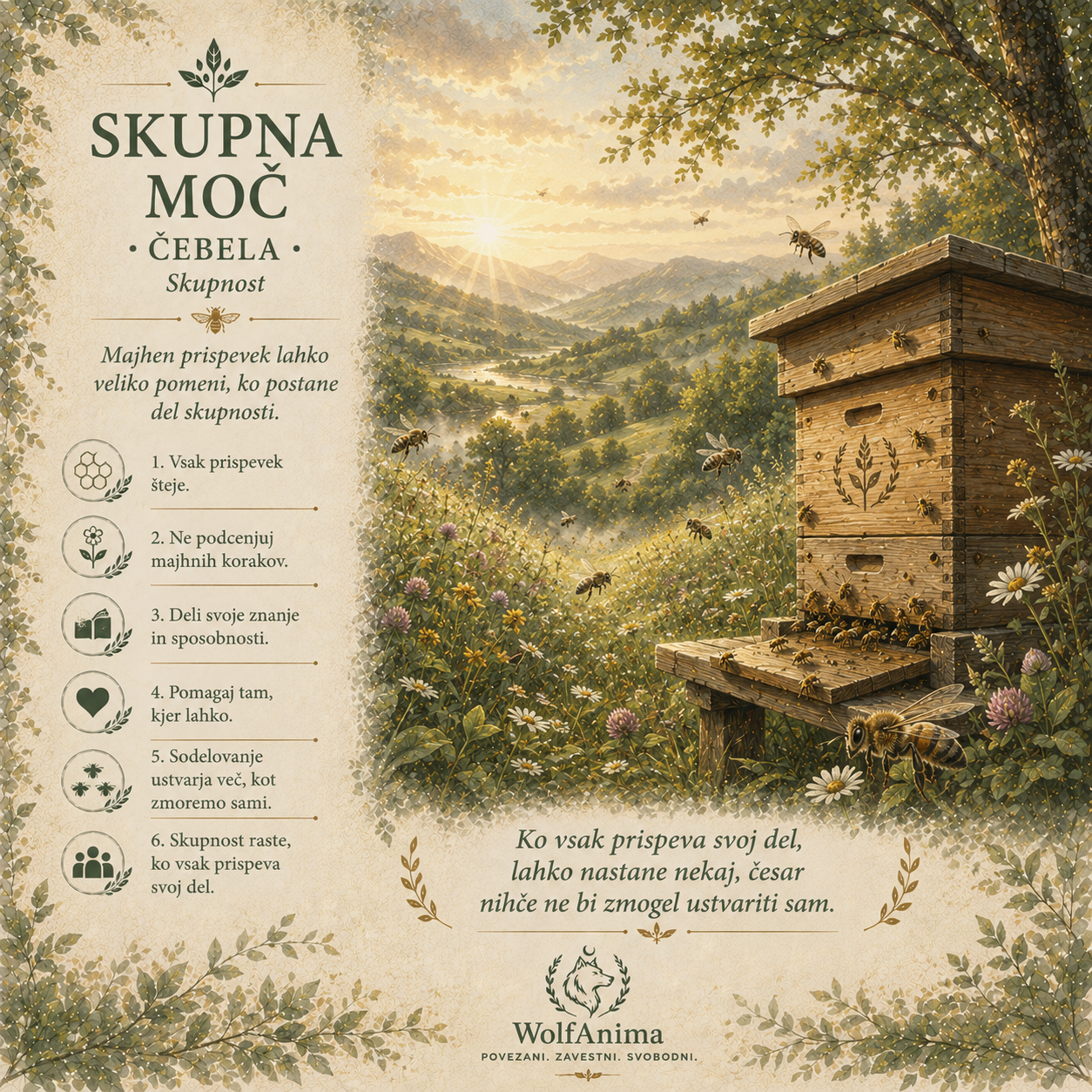 Čebela – skupna moč, ilustracija WolfAnima
