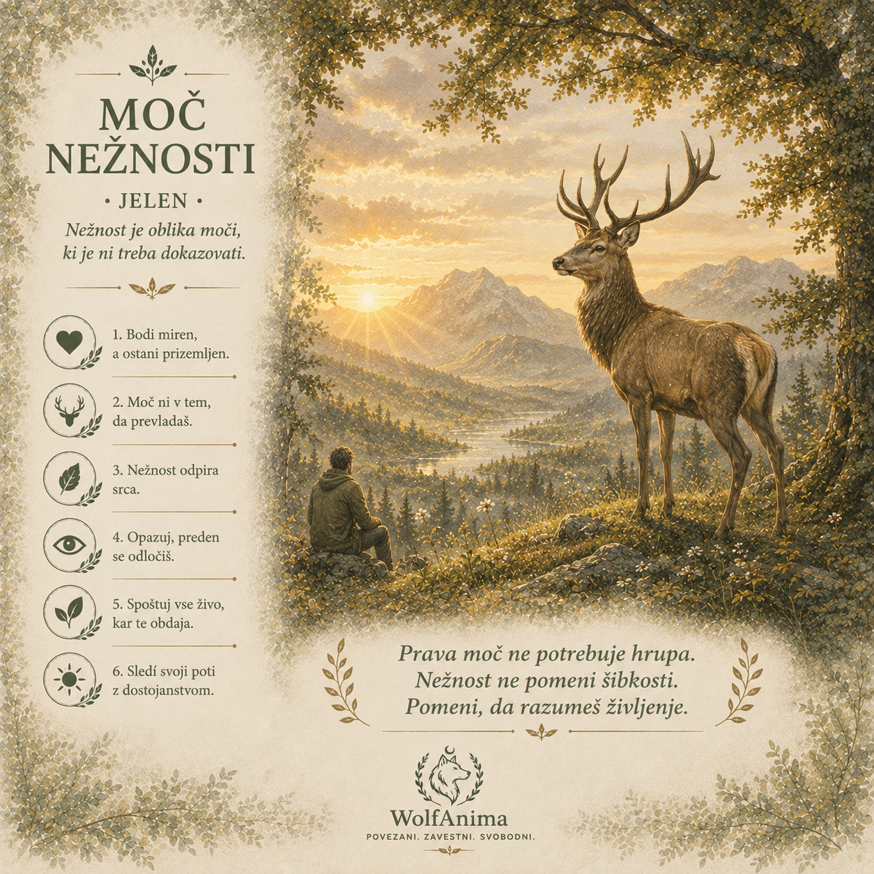 Jelen – moč nežnosti, ilustracija WolfAnima