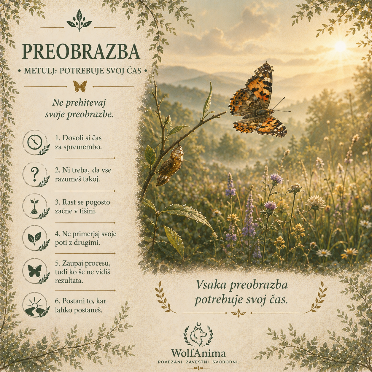 Metulj – preobrazba, ilustracija WolfAnima