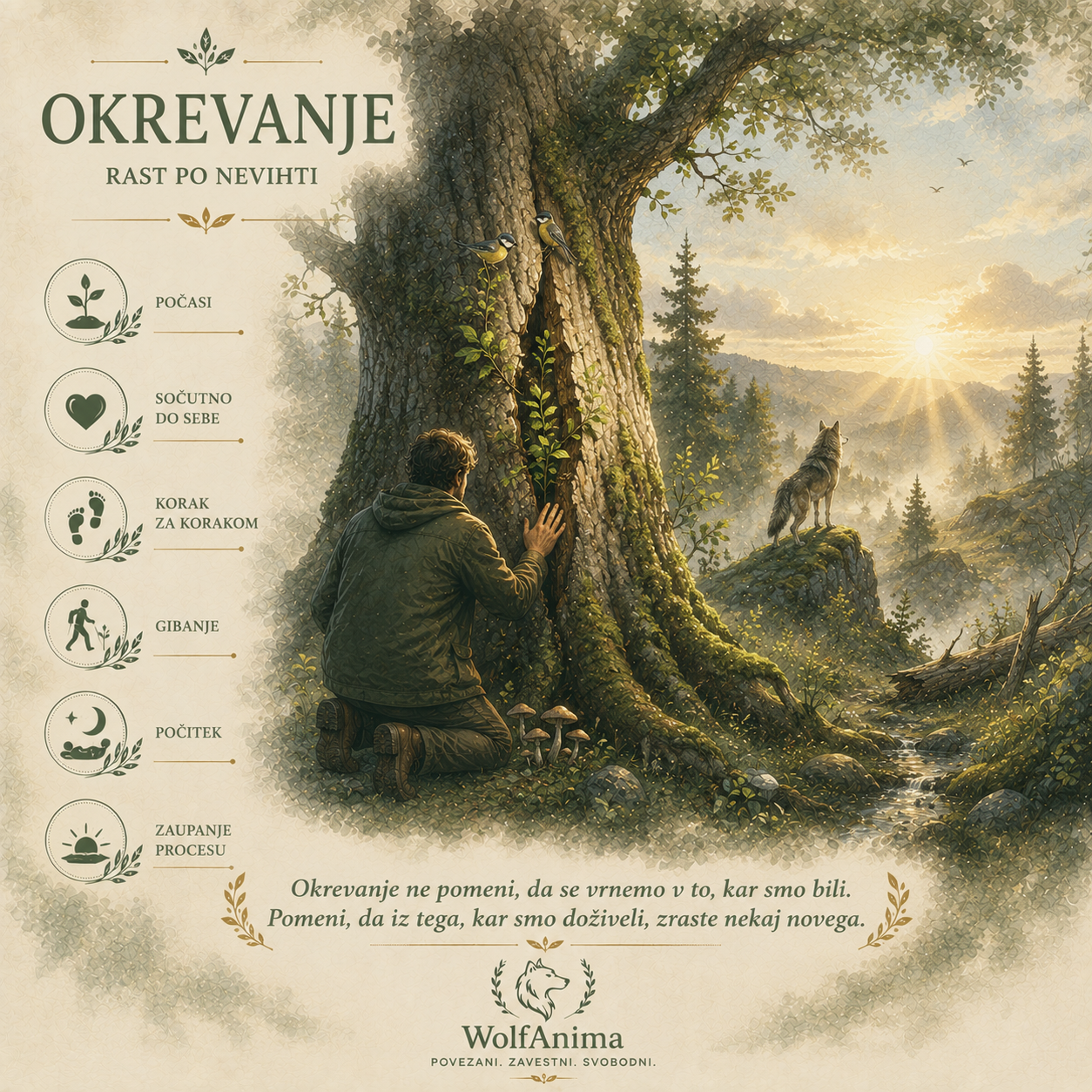 Okrevanje – rast po nevihti, ilustracija WolfAnima