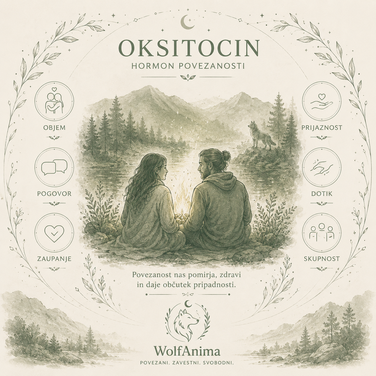 Oksitocin – moč povezanosti, ilustracija WolfAnima