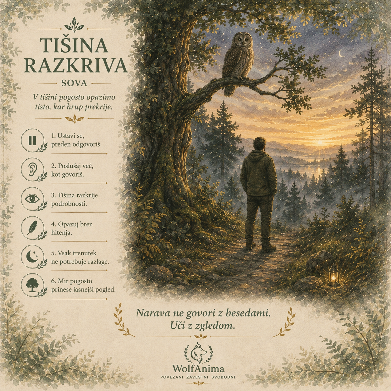 Sova – tišina razkriva, ilustracija WolfAnima