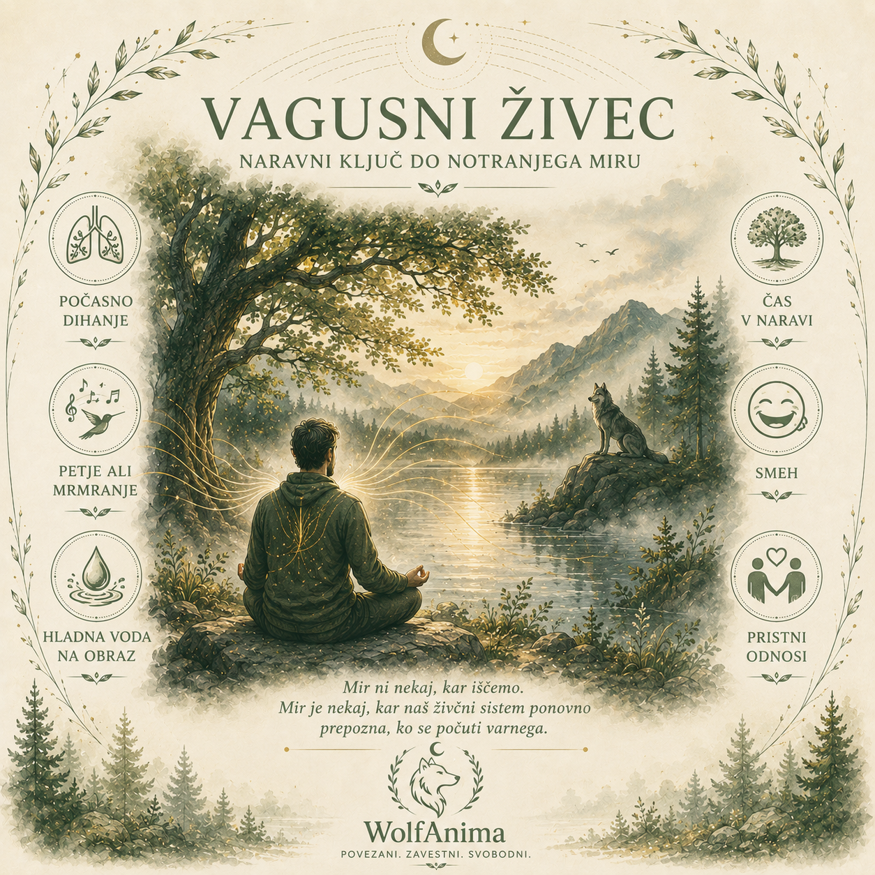 Vagusni živec – pot do umiritve, ilustracija WolfAnima
