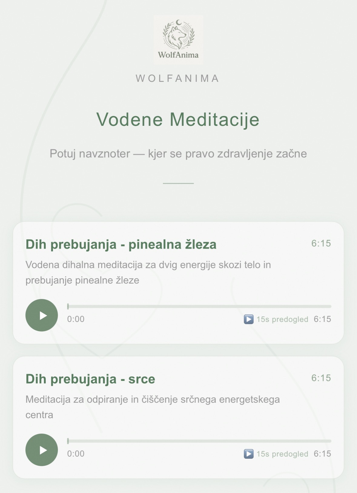 Vodene meditacije WolfAnima